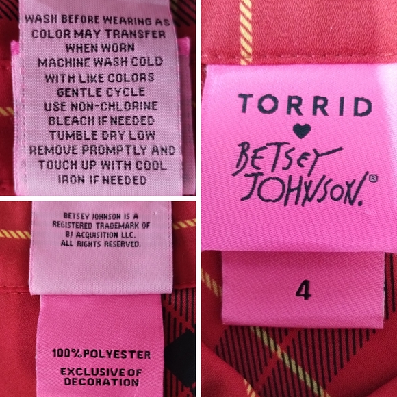 Torrid limited edition Betsey Johnson red plaid blouse - Picture 4 of 9